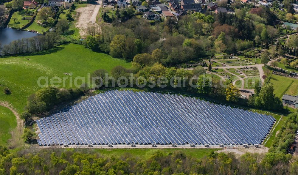 Glücksburg from above - Solar power plant and photovoltaic systems in Gluecksburg in the state Schleswig-Holstein, Germany