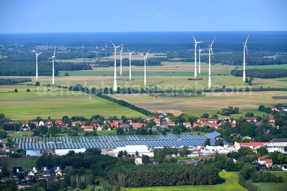 Aerial image Klosterfelde - Solar power plant and photovoltaic systems in Klosterfelde in the state Brandenburg, Germany