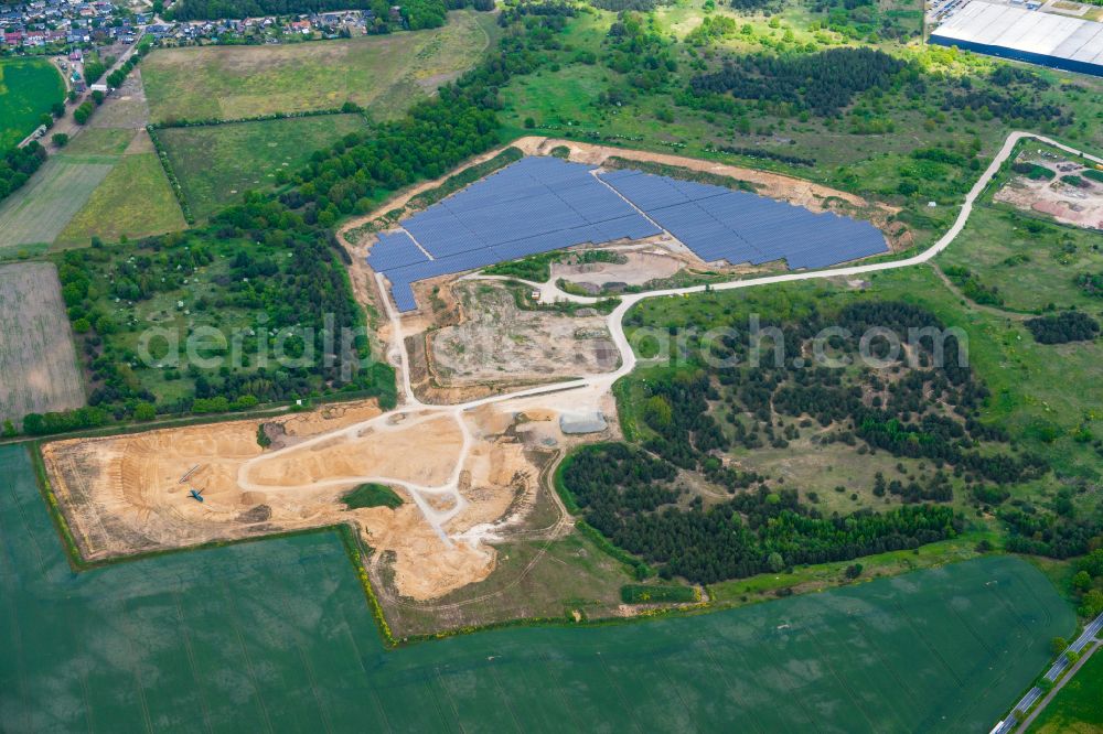 Ludwigslust from the bird's eye view: Solar power plant and photovoltaic systems in Ludwigslust in the state Mecklenburg - Western Pomerania, Germany