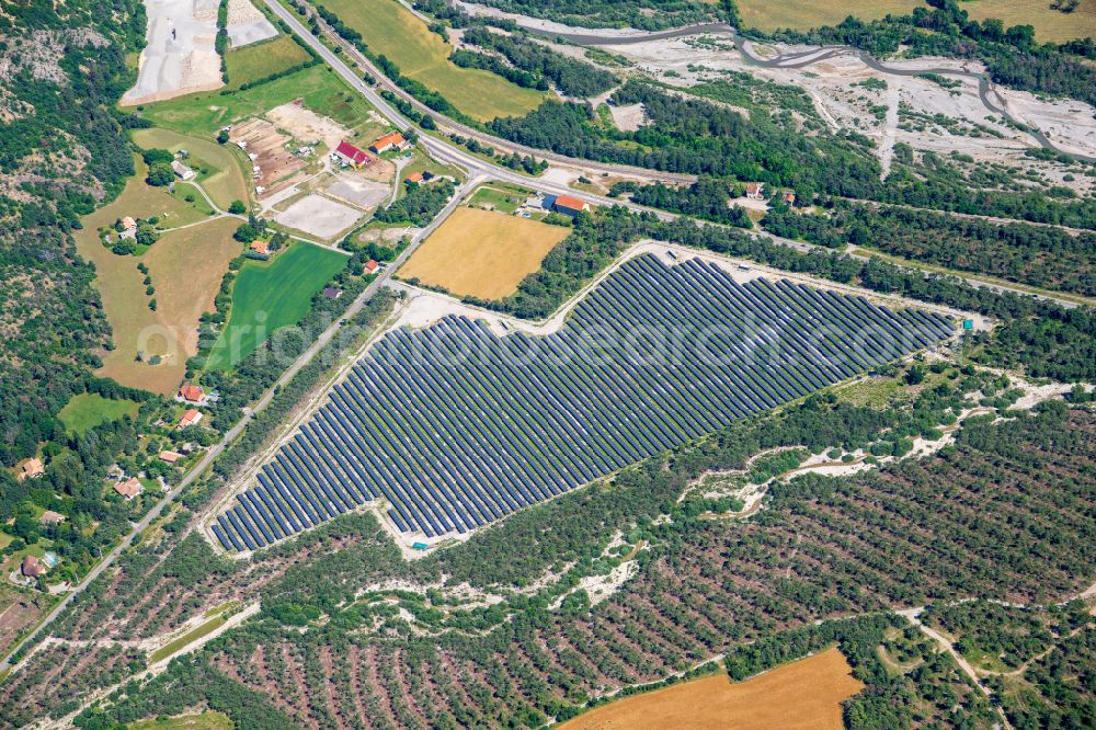 Montmaur from the bird's eye view: Solar power plant and photovoltaic systems in Montmaur in Provence-Alpes-Cote d'Azur, France