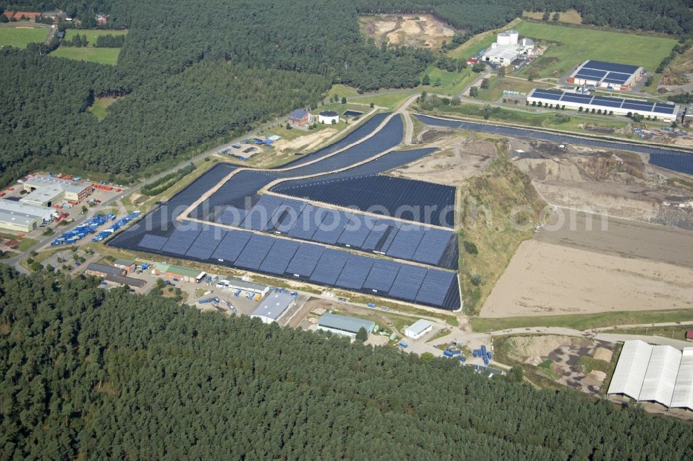 Bardowick from above - Solar power plant on the disused landfill in Bardowick in Lower Saxony