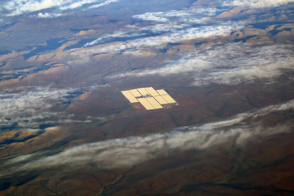Aerial image Upington - Solar farm and power plant Karoshoek Solar One south of Leerkrans in Upington in Northern Cape, South Africa