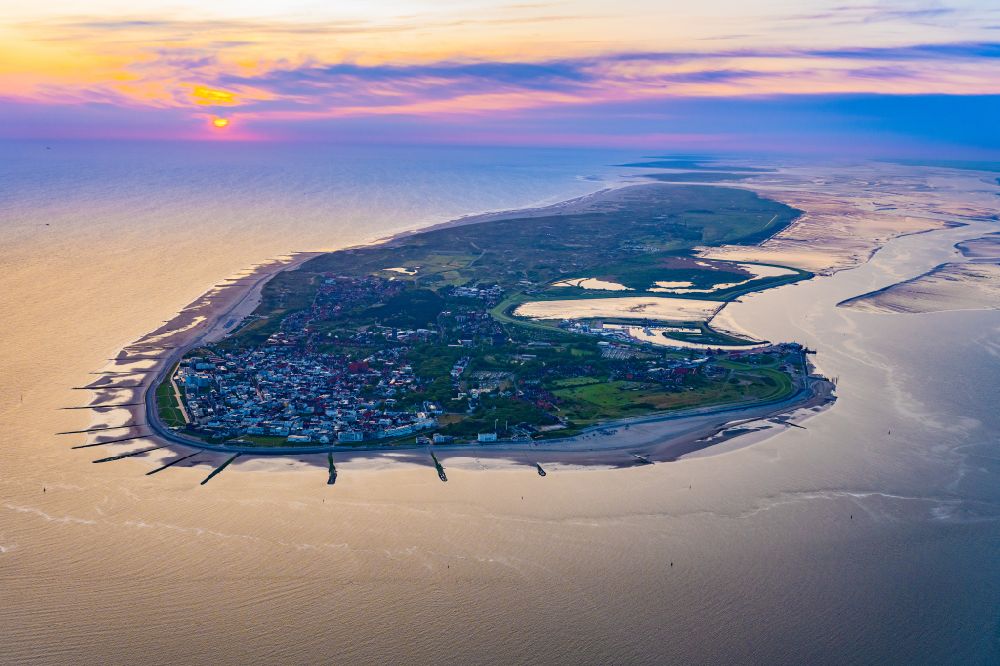 Norderney from above - Coastal area of North Sea - Island in Norderney in the state Lower Saxony, Germany