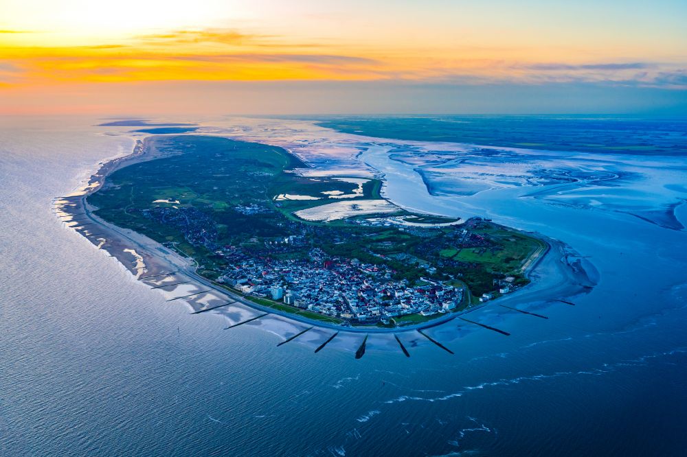 Aerial image Norderney - Coastal area of North Sea - Island in Norderney in the state Lower Saxony, Germany