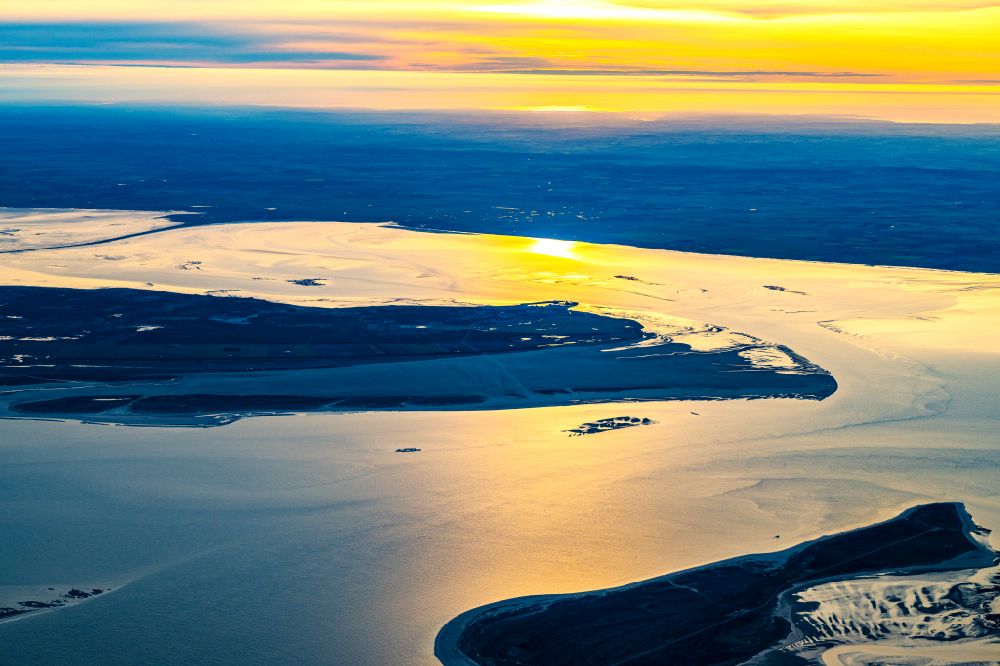 Aerial photograph Römö - Sunrise Coastal area of the North Sea island of Romo in Toender Municipality, Denmark