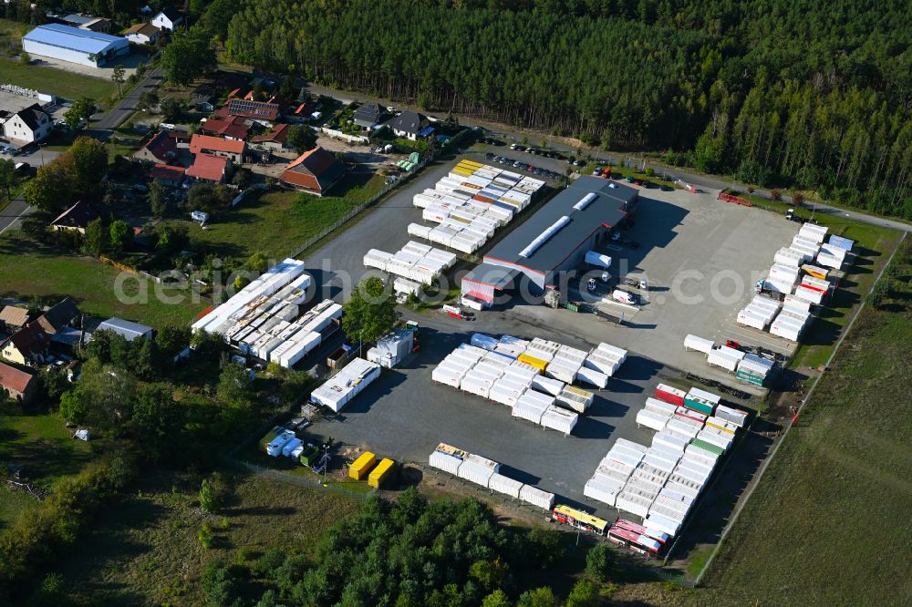 Dannenreich from the bird's eye view: Freight forwarding building a logistics and transport company MLS Mobil Logistik Service in Dannenreich in the state Brandenburg, Germany
