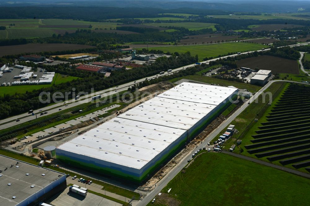 Aerial image Bollberg - Freight forwarding building a logistics and transport company of BR Rigterink Logistik GmbH & Co. KG on street Im Gewerbepark on street Im Gewerbepark in Bollberg in the state Thuringia, Germany