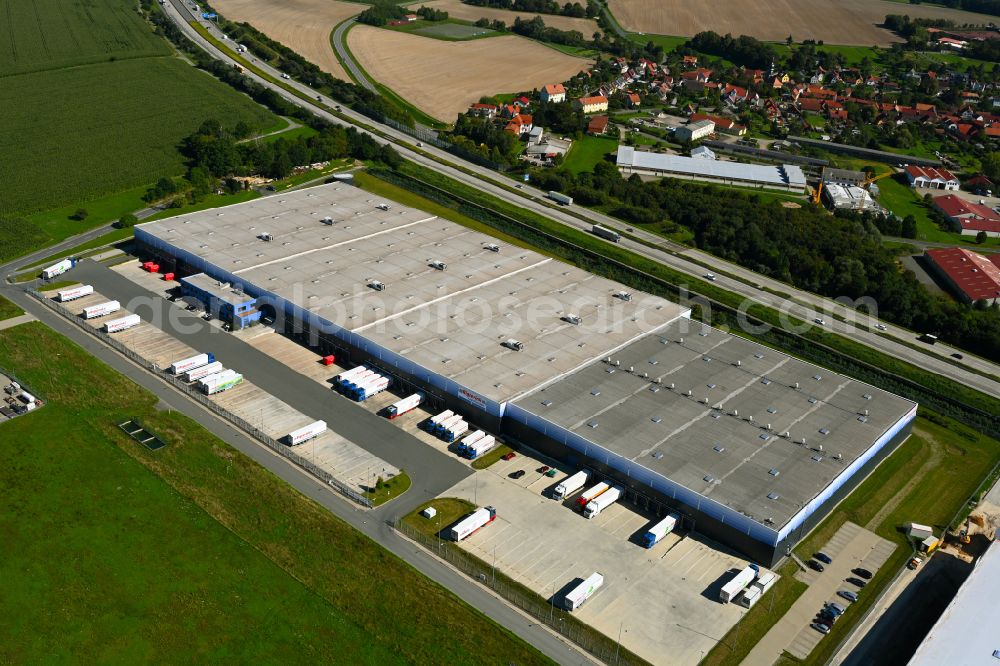 Aerial photograph Bollberg - Freight forwarding building a logistics and transport company of BR Rigterink Logistik GmbH & Co. KG on street Im Gewerbepark on street Im Gewerbepark in Bollberg in the state Thuringia, Germany