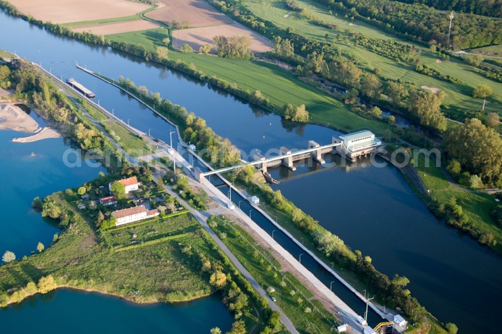 Dettelbach from above - Lockage of the am Main in Dettelbach in the state Bavaria