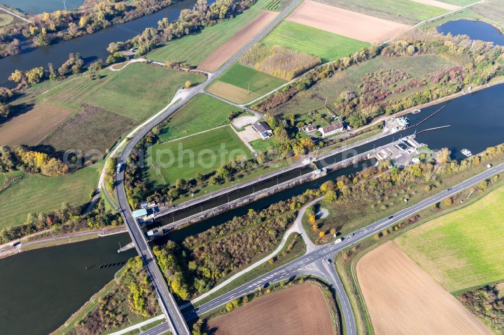 Aerial photograph Gerlachshausen - Lockage of the Main channel in Gerlachshausen in the state Bavaria, Germany