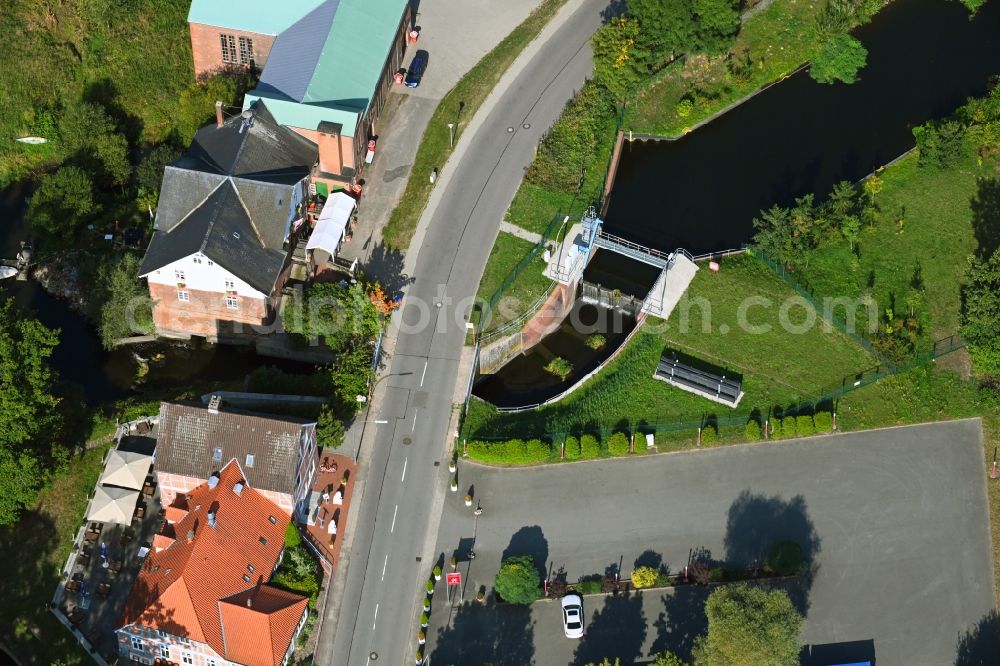 Aerial image Lauenburg/Elbe - Lockage of the Palmschleuse in Lauenburg/Elbe in the state Schleswig-Holstein, Germany
