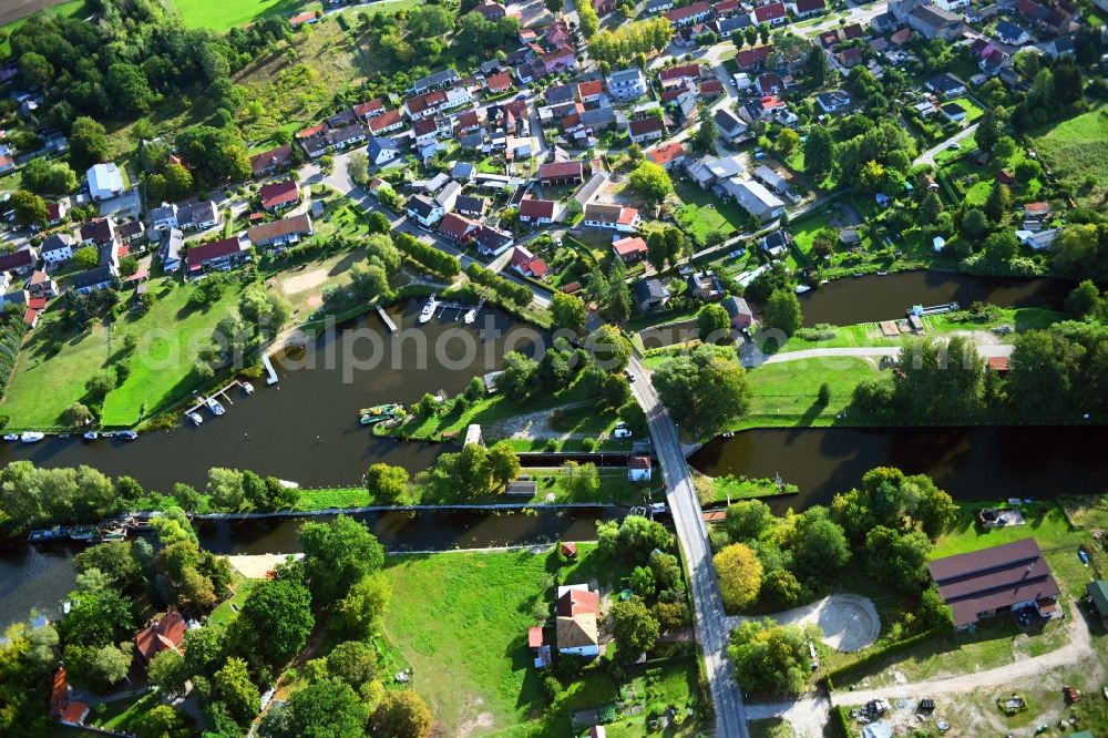 Bredereiche from above - Lockage of the on the banks of the Havel in Bredereiche in the state Brandenburg, Germany