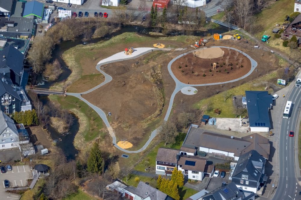 Erndtebrück from the bird's eye view: Playground construction site in Erndtebrueck on Siegerland in the state North Rhine-Westphalia, Germany