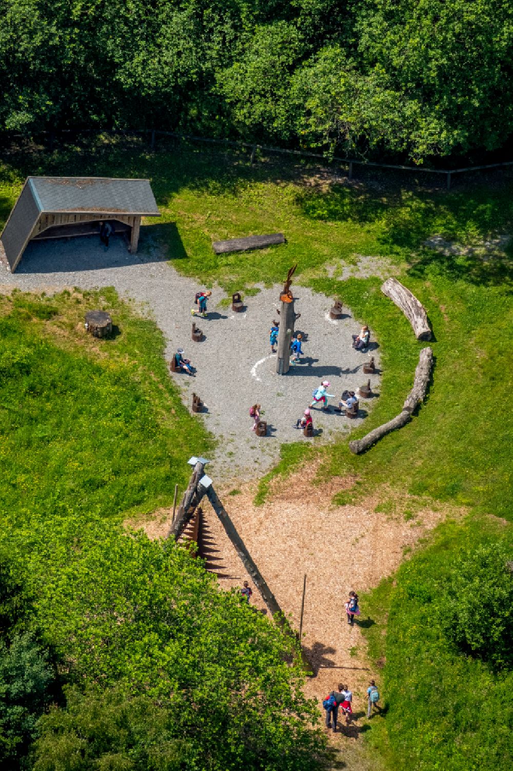 Aerial image Gudenhagen - Playground on street Am Haengeberg in Gudenhagen at Sauerland in the state North Rhine-Westphalia, Germany