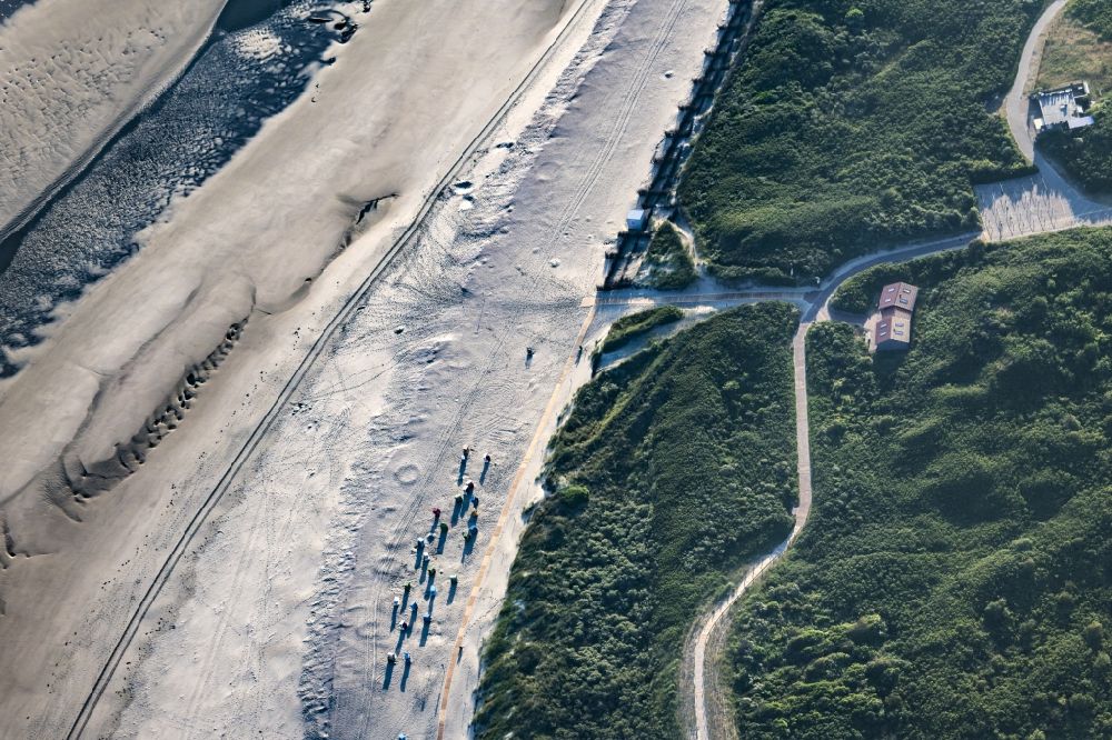 Aerial image Langeoog - Volleyball tournament on the beach on the island Langeoog in the state Lower Saxony, Germany