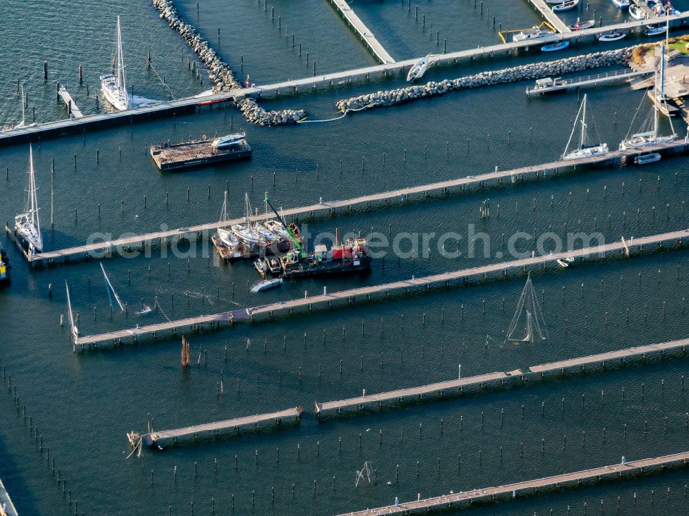 Aerial photograph Maasholm - Pleasure boat marina with docks and moorings on the shore area of Schlei on street Uleweg in Maasholm in the state Schleswig-Holstein, Germany