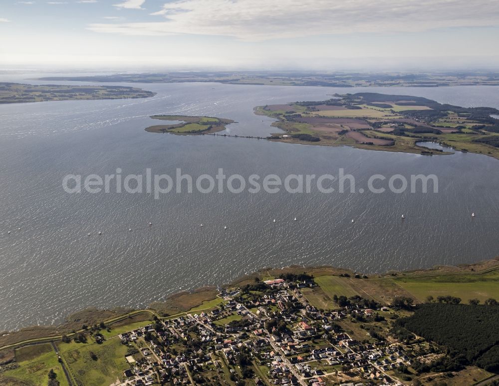 Aerial photograph Zempin - Sports boat - sailing ships during journey with a regatta on Achterwasser in the district of Koelpinsee in Zempin in the federal state Mecklenburg-West Pomerania