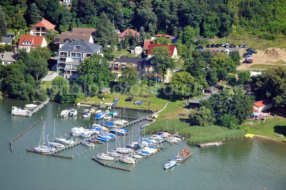 Aerial image Diensdorf-Radlow - View of marina at port of Scharmützelsee in Diensdorf-Radlow in Brandenburg
