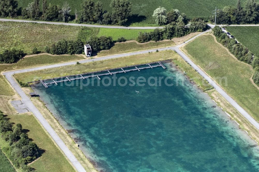 Oberschleißheim from the bird's eye view: Sports area Regatta facility of the performance center for rowing and canoeing in the district Feldmoching-Hasenbergl in Oberschleissheim in the state Bavaria, Germany