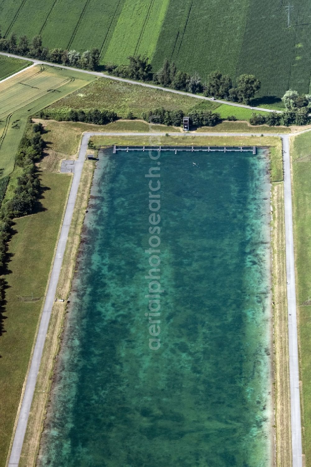 Aerial photograph Oberschleißheim - Sports area Regatta facility of the performance center for rowing and canoeing in the district Feldmoching-Hasenbergl in Oberschleissheim in the state Bavaria, Germany