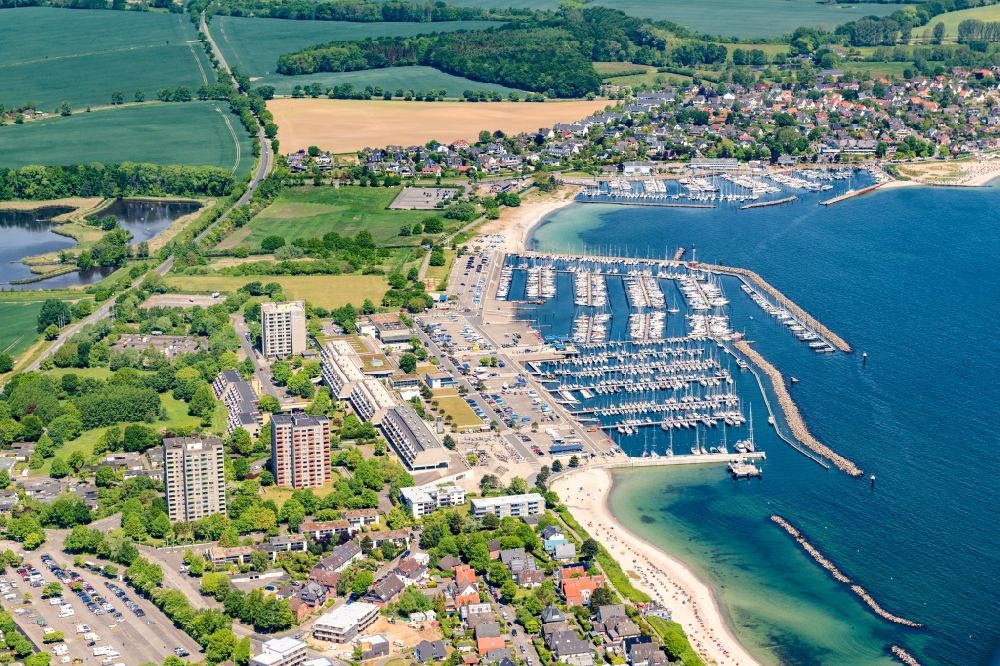 Aerial image Kiel - Marinas Schilksee and Strande in Kiel in Schleswig-Holstein