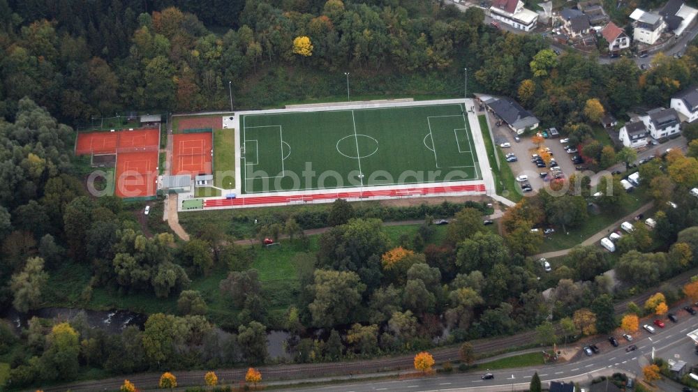 Aerial photograph Dernau - Sports ground in Dernau in the state Rhineland-Palatinate, Germany