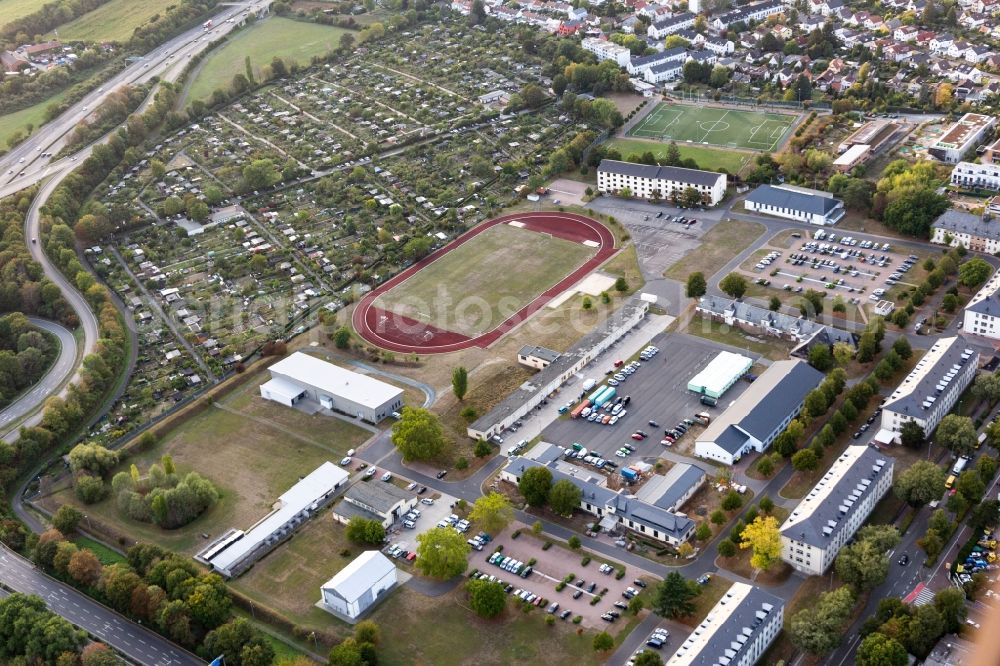 Aerial image Frankfurt am Main - Sports grounds and football pitch of the state-polce in the district Frankfurter Berg in Frankfurt in the state Hesse, Germany