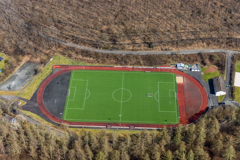 Eiserfeld from the bird's eye view: Sports grounds and football pitch in Eiserfeld in the state North Rhine-Westphalia, Germany