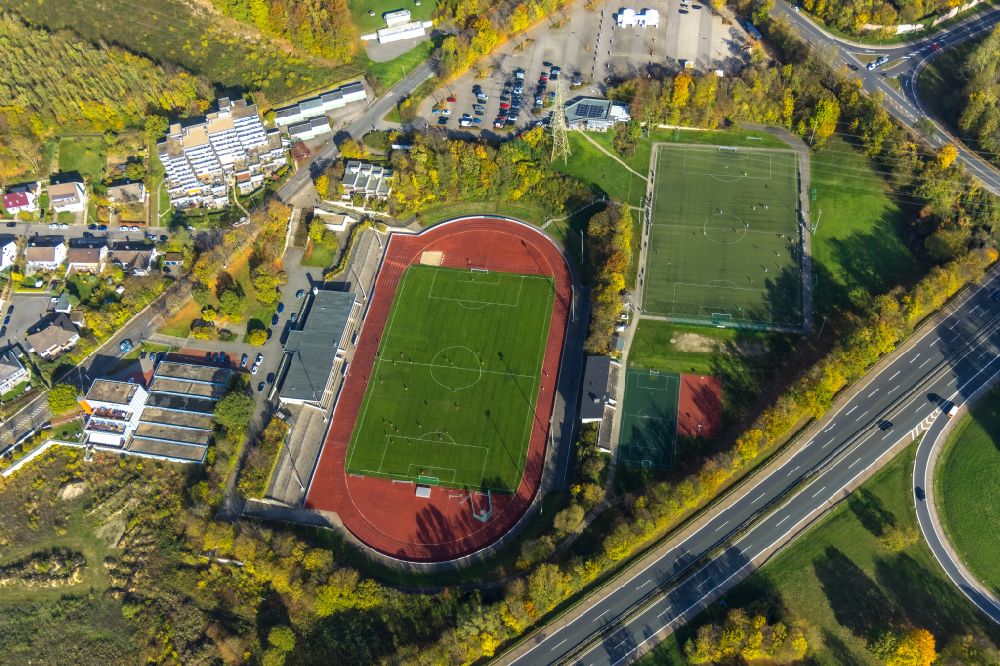 Aerial photograph Hagen - Sports grounds and football pitch Stadion Kirchberg at Berliner Allee in Hagen in the state North Rhine-Westphalia
