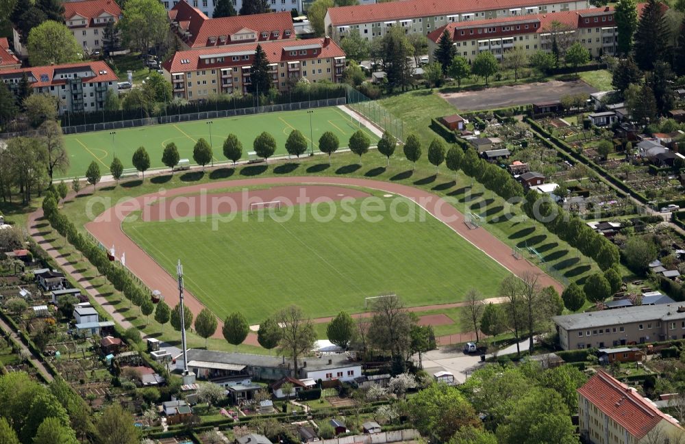 Erfurt from above - Sports grounds and football pitch ESV Lok Erfurt 1927 e.V. in the district Daberstedt in Erfurt in the state Thuringia, Germany