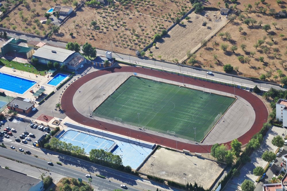 Inca from above - Sports grounds and football pitch in Inca Mallorca in Balearic Islands, Spain