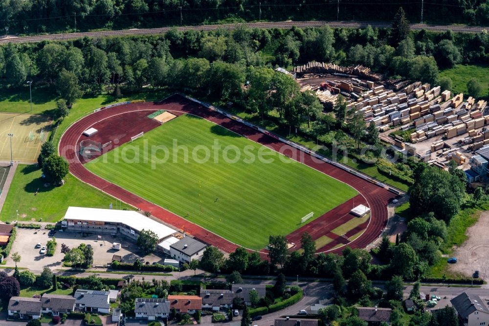 Titisee-Neustadt from above - Sports grounds and football pitch Jahnstadion in Titisee-Neustadt in the state Baden-Wuerttemberg, Germany