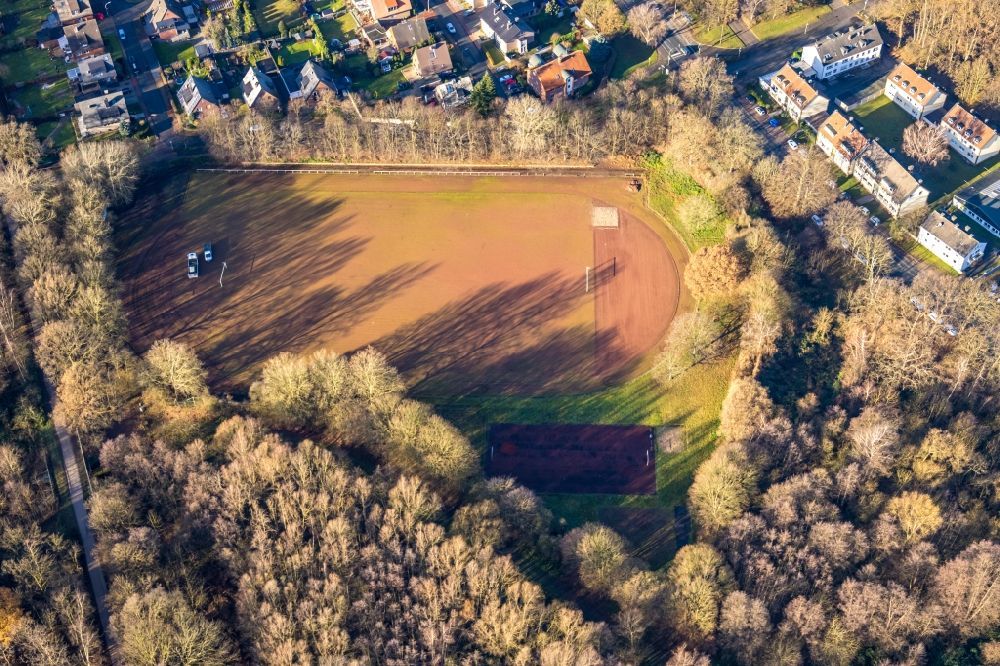 Dorsten from the bird's eye view: Sports grounds and football pitch on Knappenweg in Dorsten at Ruhrgebiet in the state North Rhine-Westphalia, Germany