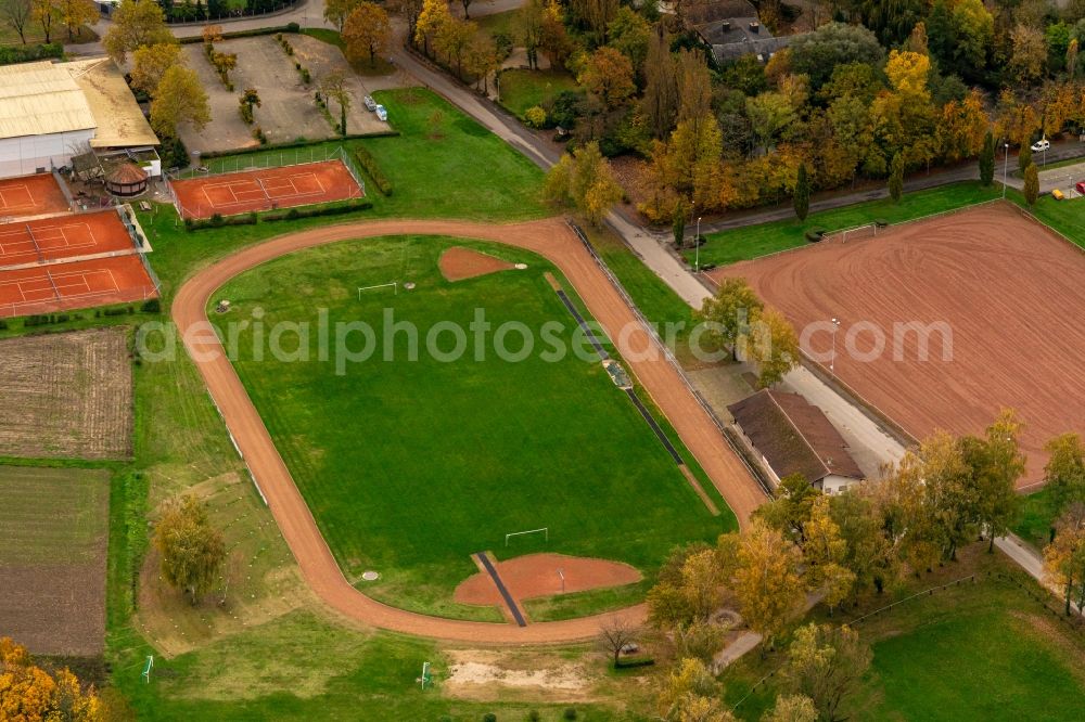 Aerial image Meißenheim - Sports grounds and football pitch in Meissenheim in the state Baden-Wurttemberg, Germany