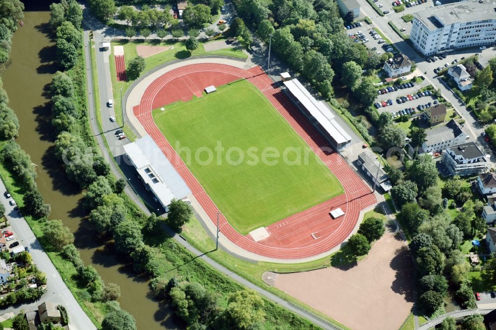 Wetzlar from the bird's eye view: Sports grounds and football pitch of SCT Sportpark Wetzlar in Wetzlar in the state Hesse, Germany