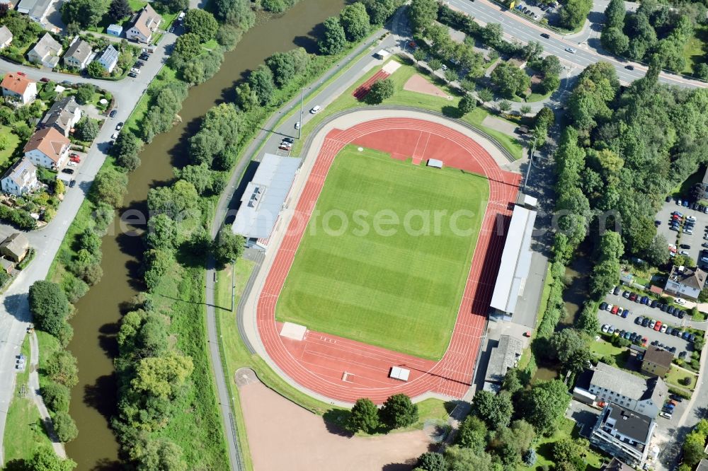 Wetzlar from above - Sports grounds and football pitch of SCT Sportpark Wetzlar in Wetzlar in the state Hesse, Germany