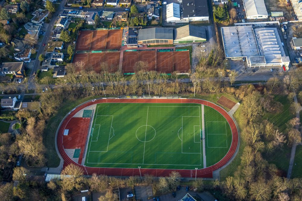 Aerial photograph Herne - Sports grounds and football pitch Sportplatz Schaeferstrasse I on street Vinckestrasse in Herne at Ruhrgebiet in the state North Rhine-Westphalia, Germany