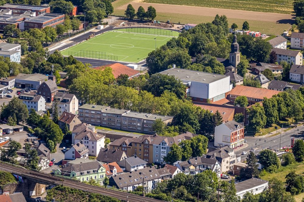 Aerial photograph Wattenscheid - Sports grounds and football pitch Sportzentrum Westenfeld on the Passweg in Wattenscheid at Ruhrgebiet in the state North Rhine-Westphalia, Germany
