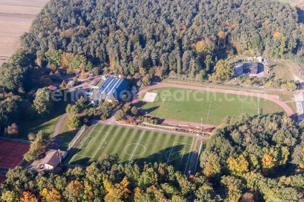 Aerial photograph Wörth am Rhein - Sports grounds and football pitch TUS 08 Schaidt in the district Schaidt in Woerth am Rhein in the state Rhineland-Palatinate, Germany