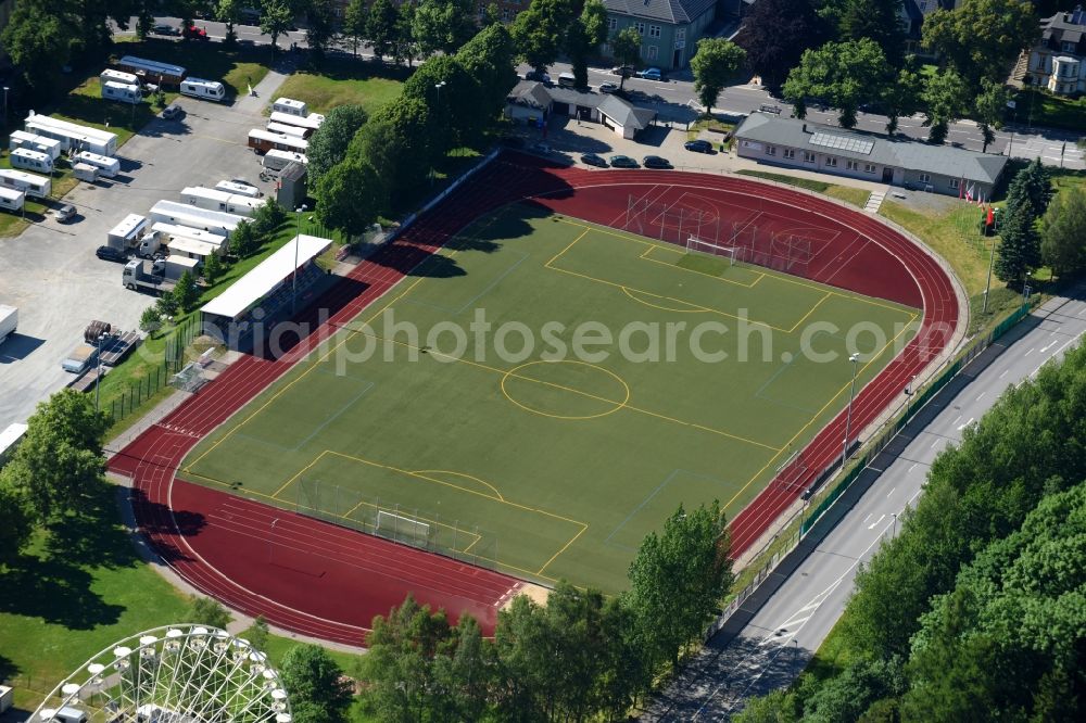 Aerial photograph Annaberg-Buchholz - Sports grounds and football pitch of VfB Annaberg e.V. in Annaberg-Buchholz in the state Saxony, Germany