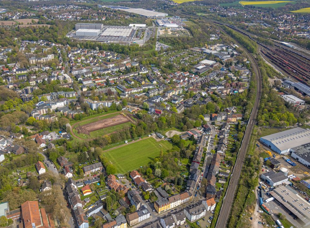 Bochum from above - Sports grounds and football pitch of WSV Bochum 06 e.V. on the Wittekindstrasse in the district Werne in Bochum at Ruhrgebiet in the state North Rhine-Westphalia, Germany