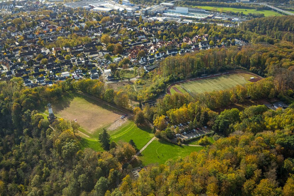 Wetter (Ruhr) from the bird's eye view: FC Wetter soccer field on the street Am Waldrand in the north of the Ruhr area city Wetter in the state North Rhine-Westphalia, Germany