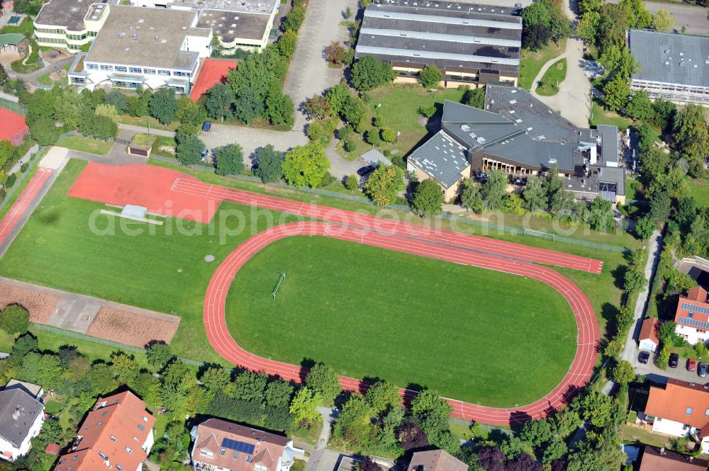 Aerial image Lauffen am Neckar - Stadion / Sportplatz Weststadt in Lauffen in Baden-Württemberg. Stadium / sport grounds Westerstadt in Lauffen in Baden-Wuerttemberg.