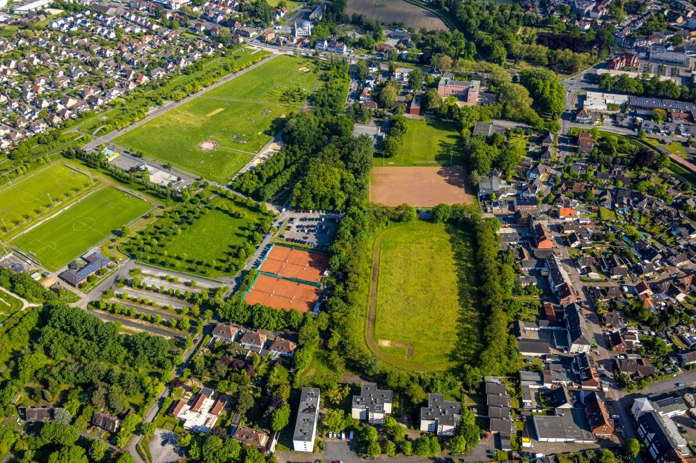 Aerial image Hamm - Ensemble of sports grounds on Glueck-Auf-Stadion in the district Herringen in Hamm at Ruhrgebiet in the state North Rhine-Westphalia, Germany