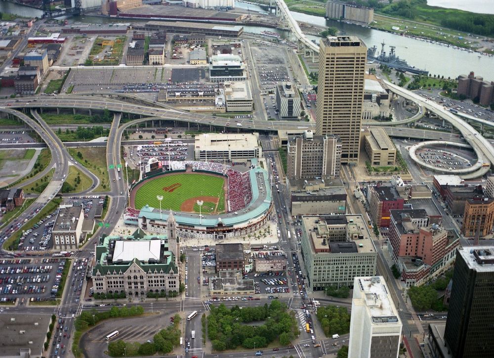 Buffalo from above - Sports facility grounds of the Arena Buffalo Bisons Baseball Stadium in Buffalo in New York, United States of America