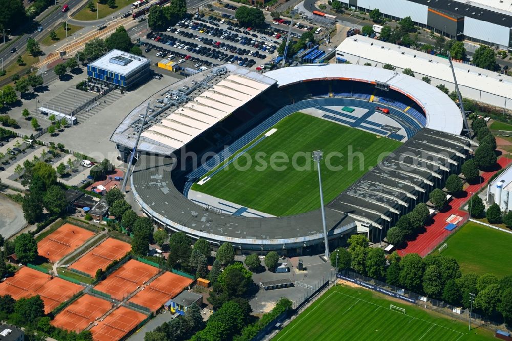 Braunschweig from above - Sports facility grounds of the Arena stadium in Braunschweig in the state Lower Saxony