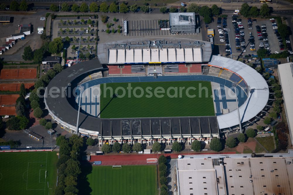 Braunschweig from the bird's eye view: Sports facility grounds of the Arena stadium in Braunschweig in the state Lower Saxony