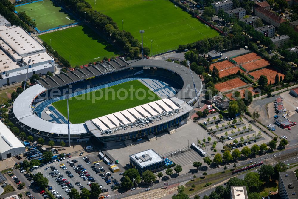 Aerial image Braunschweig - Sports facility grounds of the Arena stadium in Braunschweig in the state Lower Saxony