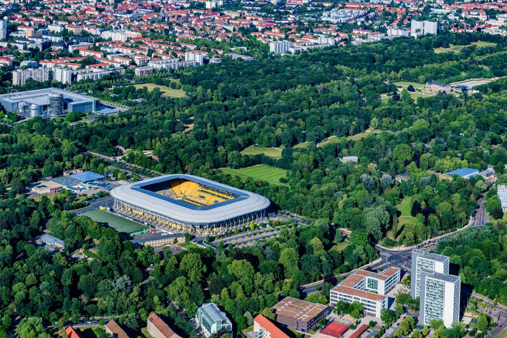 Aerial photograph Dresden - Sports facility grounds of the Arena stadium DDV-Stadion in Dresden in the state Saxony