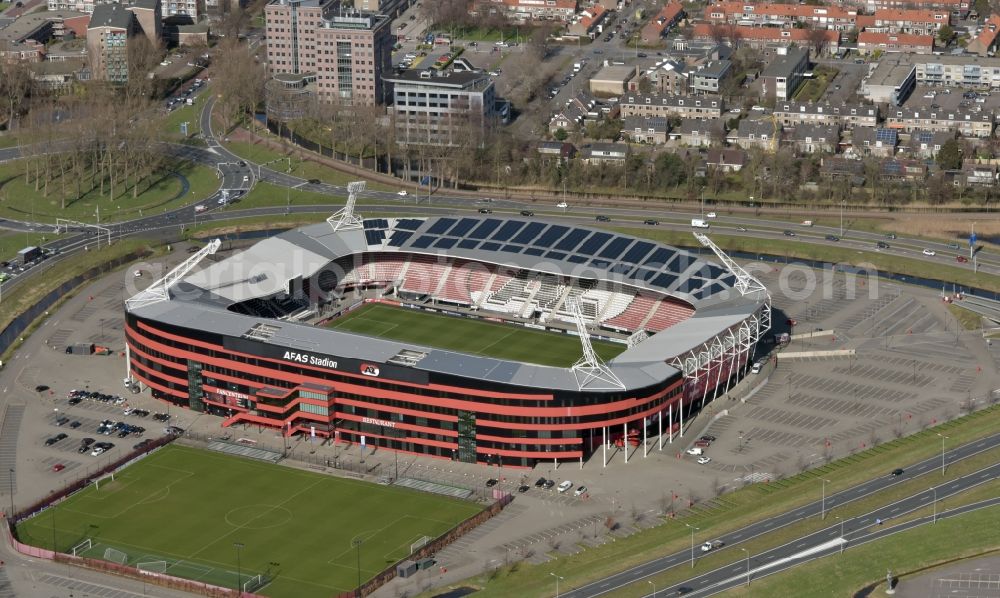 Aerial photograph Alkmaar - Sports facility grounds of the Arena stadium AFAS AZ Stadion on Stadionweg in Alkmaar in Noord-Holland, Netherlands